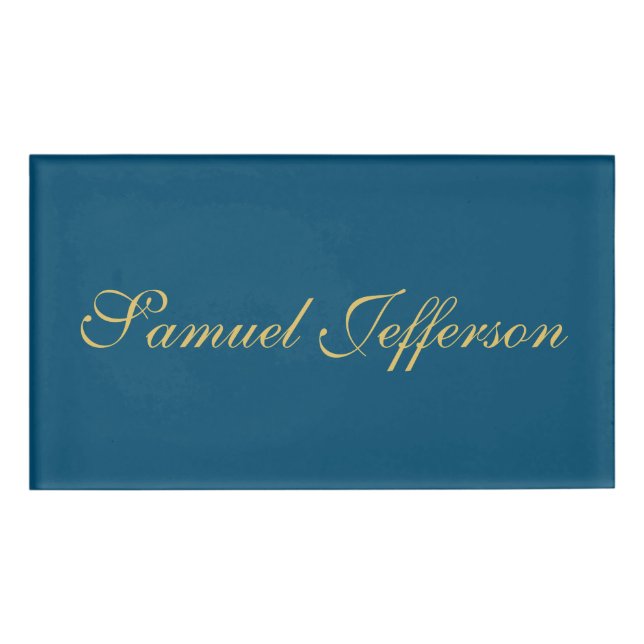 Badge D'identification Blue Gold Professional Nom minimaliste tendance (Devant)