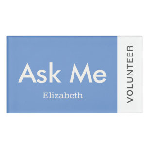 Badge D'identification Blue Personnalisé Volontaire Me Demander Magnétiqu