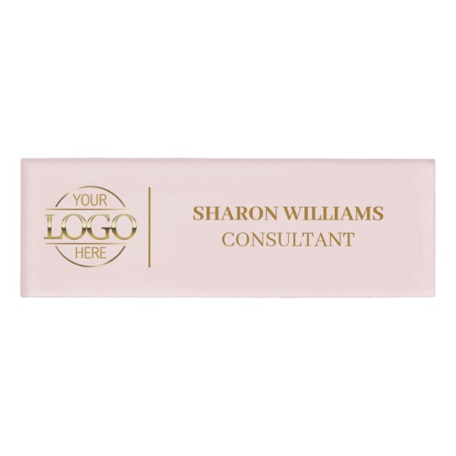 Badge D'identification Blush Pink Custom Company Logo Personnel employé (Devant)