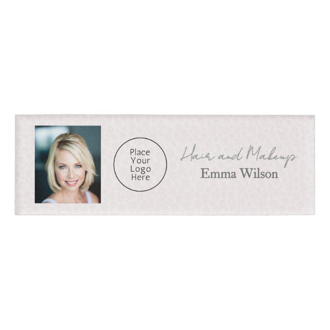 Badge D'identification Blush Pink Hair, Makeup & Beauty Studio Monogramme (Devant)