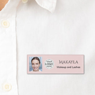 Badge D'identification Blush Rose Logo Photo Maquillage Et Cils