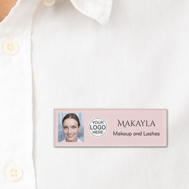 Badge D'identification Blush Rose Logo Photo Maquillage Et Cils (Créateur téléchargé)
