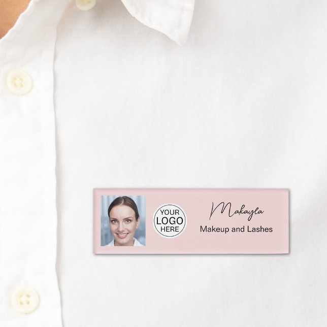 Badge D'identification Blush Rose Logo Script Photo Maquillage  (Créateur téléchargé)