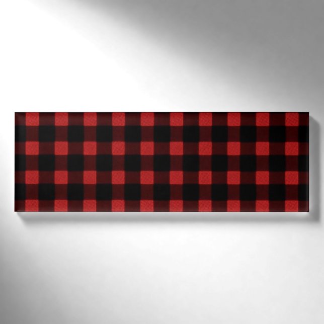 Badge D'identification Bois de bois d'oeuvre Imprimer Rouge Noir Buffalo  (Devant)