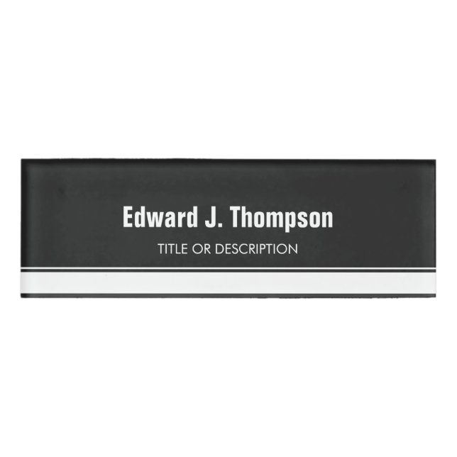 Badge D'identification Bordure simple gris blanc (Devant)
