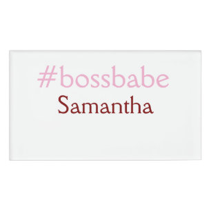 Badge D'identification Bossbabe hashtag rose clair ajouter nom fille patr