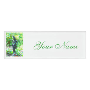 Badge D'identification bouddha jardin vert