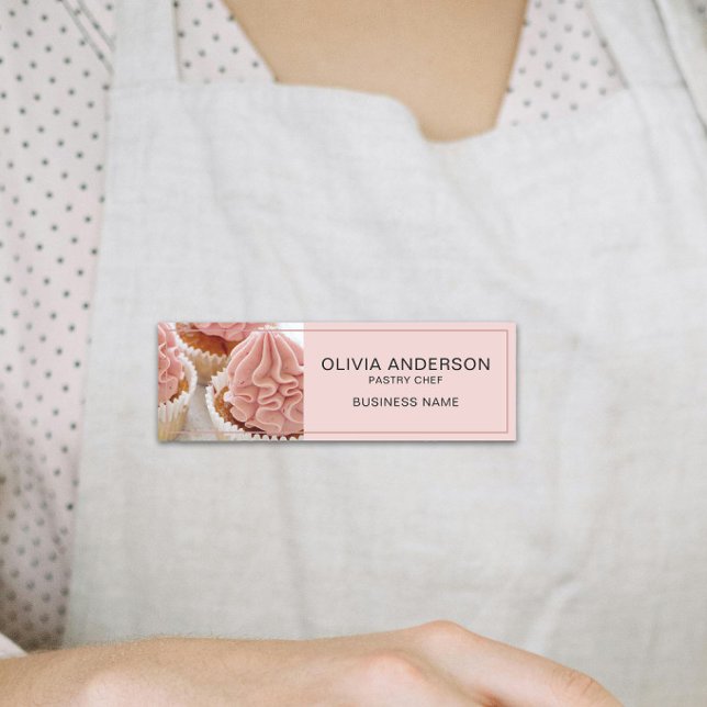 Badge D'identification Boulangerie confiserie Gâteau Boutique sur mesure  (Personalized Photo Bakery Confectionery Cake Shop Business Name Tag)