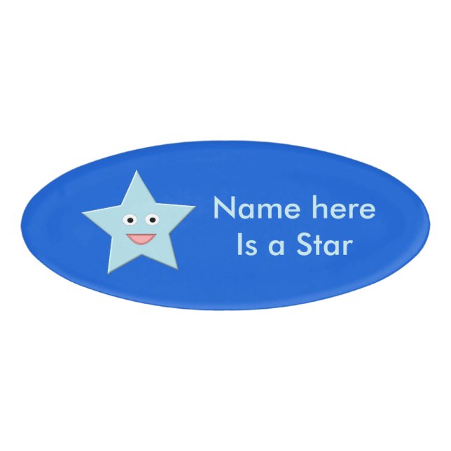Badge D'identification Bright Blue Celebration Star Nom personnalisé Bali (Devant)
