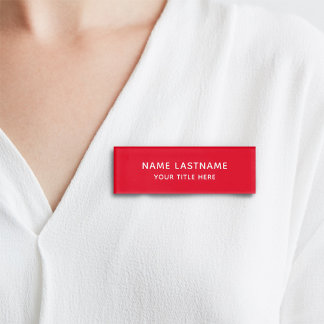 Badge D'identification Bright Red Basic Simple Minimaliste Titre moderne