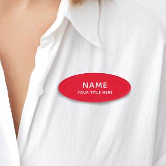 Badge D'identification Bright Red Simple Basic Modern Title