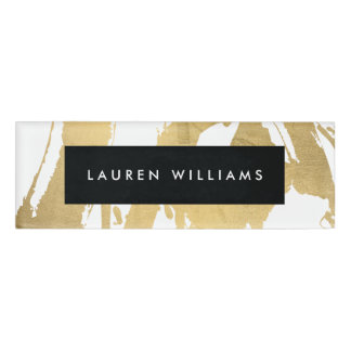 Badge D'identification Brochures Abstraites Faux Gold en blanc