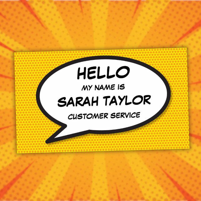 Badge D'identification Bulle de texte de bande dessinée humoristique mode (Modern Fun Comic Book Speech Bubble Name Tag)