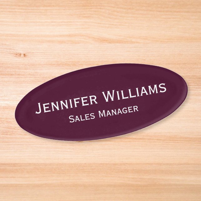 Badge D'identification Bureau professionnel Bourgogne Exécutive Magnétiqu (Professional Burgundy Office Executive Magnetic Name Tag)