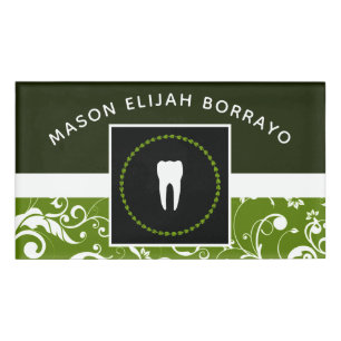 Badge D'identification bureau professionnel de dentiste damassé