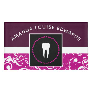 Badge D'identification bureau professionnel de dentiste damassé