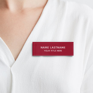 Badge D'identification Burgundy Red Basic Simple Minimaliste Titre modern