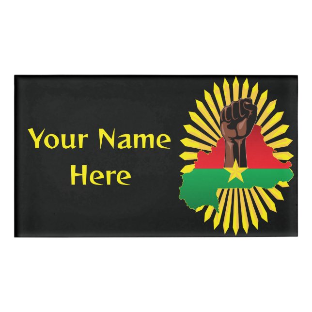 Badge D'identification Burkina Faso Carte, drapeau et première révolution (Devant)