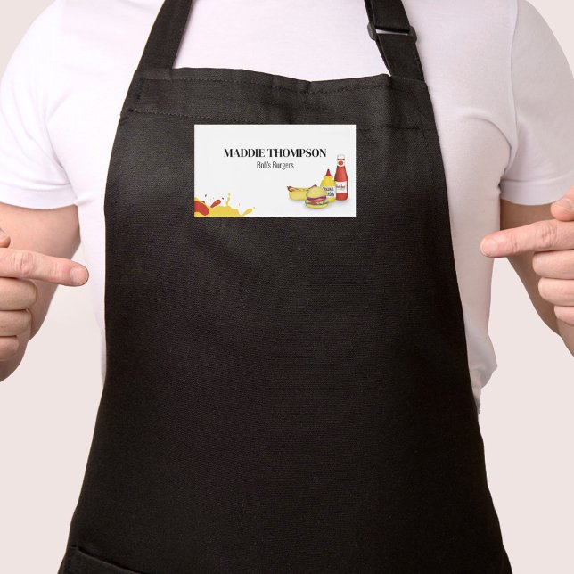 Badge D'identification Business Hamburger Hotdog Employé (Burger custom name tag)