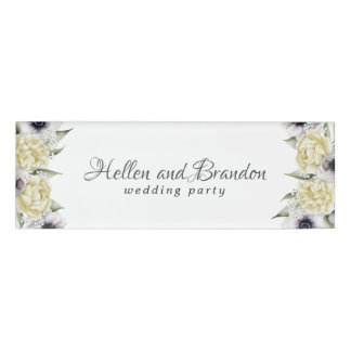 Badge D'identification Cadre de fleurs pastel chic
