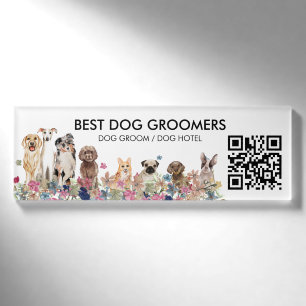 Badge D'identification Cadre de pattes de chiens Clair Floral Élégant cod