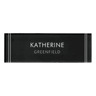 Badge D'identification Cadre élégant Design moderne Nom Balise Noir