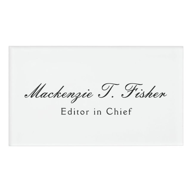 Badge D'identification Calligraphie classique Élégante Plaque blanche sim (Devant)