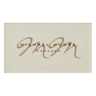 Badge D'identification Calligraphie classique Monogramme Pastel Couleur