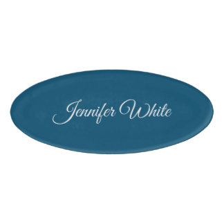 Badge D'identification Calligraphie Elegant Ocean Blue