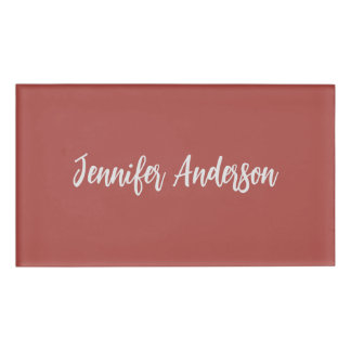 Badge D'identification Calligraphie Élégante brique personnalisée Rouge