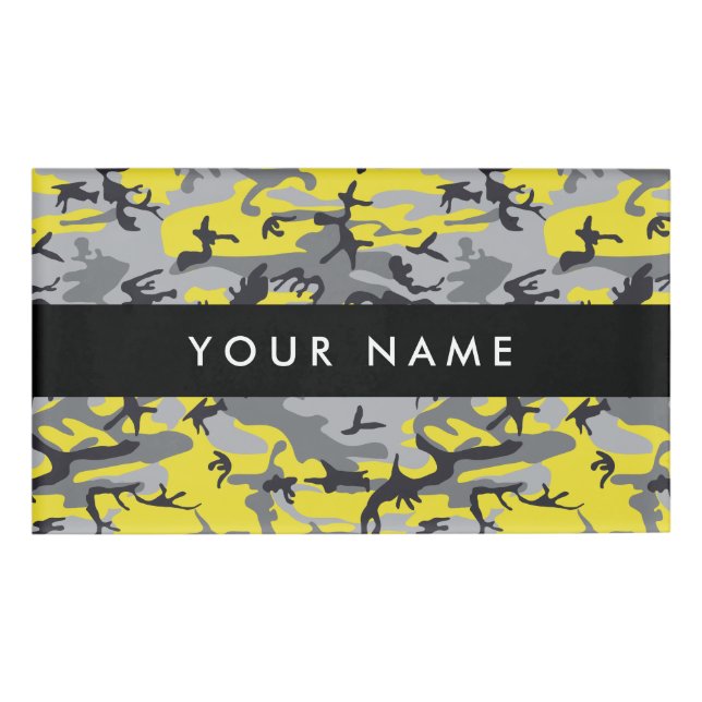 Badge D'identification Camo jaune et gris, Camouflage, Militaire, Armée (Devant)