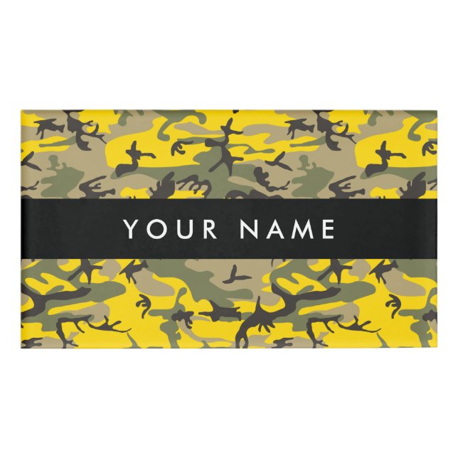 Badge D'identification Camo jaune et vert, camouflage, militaire, armée (Devant)