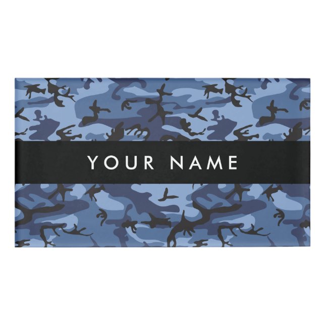 Badge D'identification Camo Navy, camouflage bleu, Militaire, Armée (Devant)