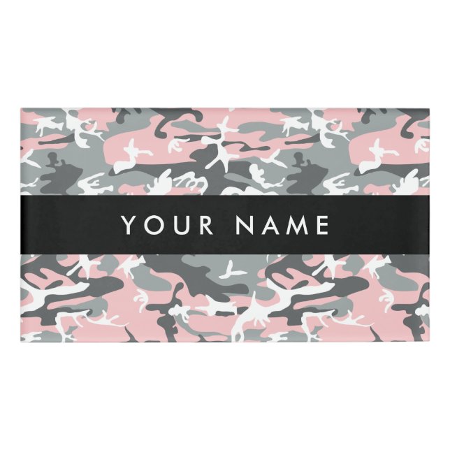 Badge D'identification Camo rose et gris, Camouflage, Militaire, Armée (Devant)