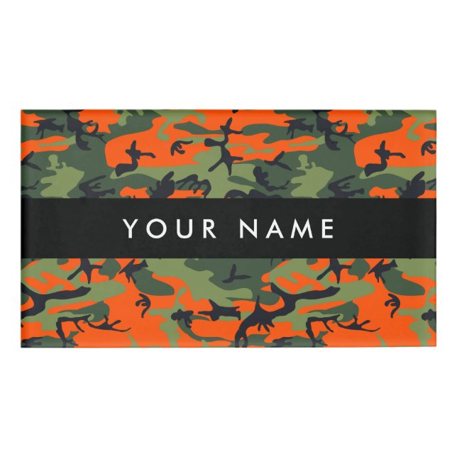Badge D'identification Camo Vert et Orange, Camouflage, Militaire, Armée (Devant)