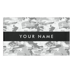 Badge D'identification Camouflage gris neige d'hiver Votre nom Personnali