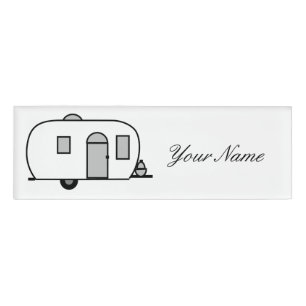 Badge D'identification Caravane arrondie par remorque classique vintage