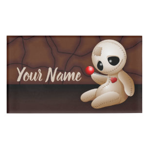 Badge D'identification Caricature de poupée vaudou en amour