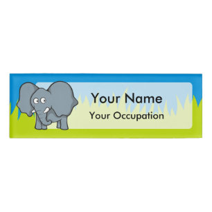 Badge D'identification Caricature d'éléphant gris
