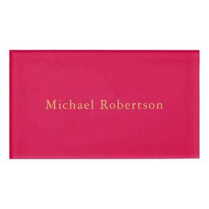 Badge D'identification Carmine Rouge or couleurs Professional tendance mo