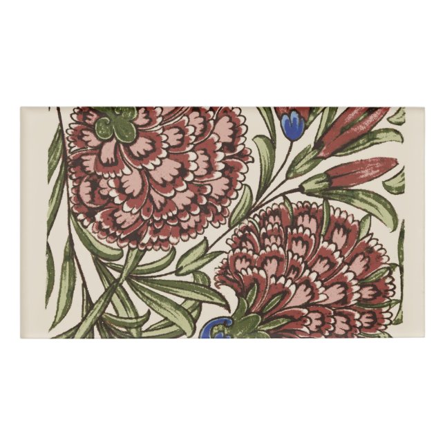Badge D'identification Carreau de fleur d'œillet Art antique rustique De  (Devant)