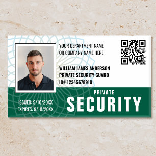 Badge D'identification Carte d'identité de la Garde de sécurité personnal