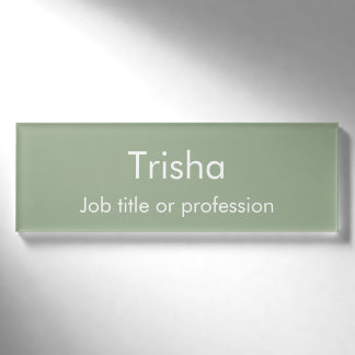 Badge D'identification Carte d'identité employé vert sauge écriture simpl