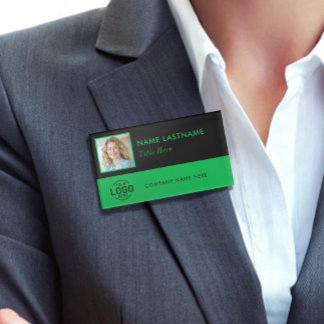 Badge D'identification Carte d'identité photo personnalisée Logo Vert noi