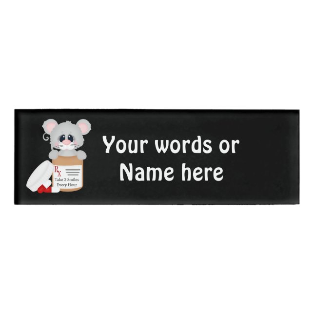 Badge D'identification Cartoon infirmier souris ajouter mots nom tag (Devant)