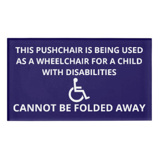Badge D'identification Chaise roulante Poussette personnalisée ne peut pa