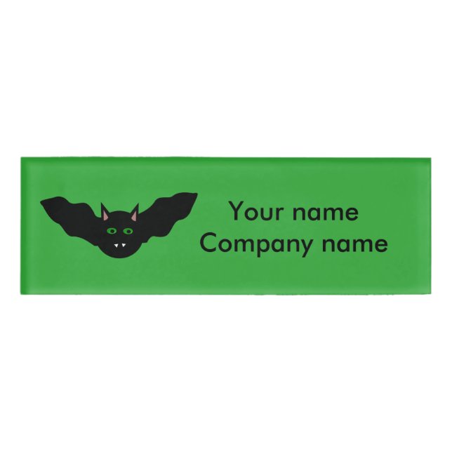 Badge D'identification Chat Vampire face chauve Halloween personnalisée (Devant)