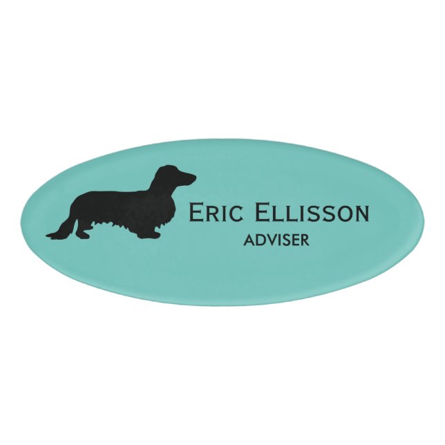Badge D'identification Cheveux longs Dachshund - Silhouette 1 (Devant)
