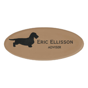 Badge D'identification Cheveux ronds Dachshund - Silhouette 1