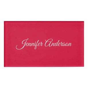 Badge D'identification Chic Calligraphie Élégant Cerisier Rouge Personnal